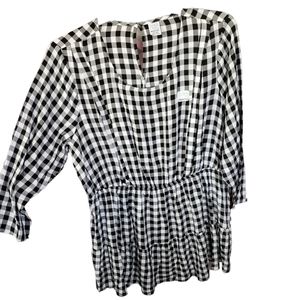 XL Time&Tru Maternity Blouse Blk/White Cheakard New with Tags